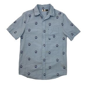 PBR Pabst Blue Ribbon Beer Shirt Mens S Small Woven Button Up Short Sleeve